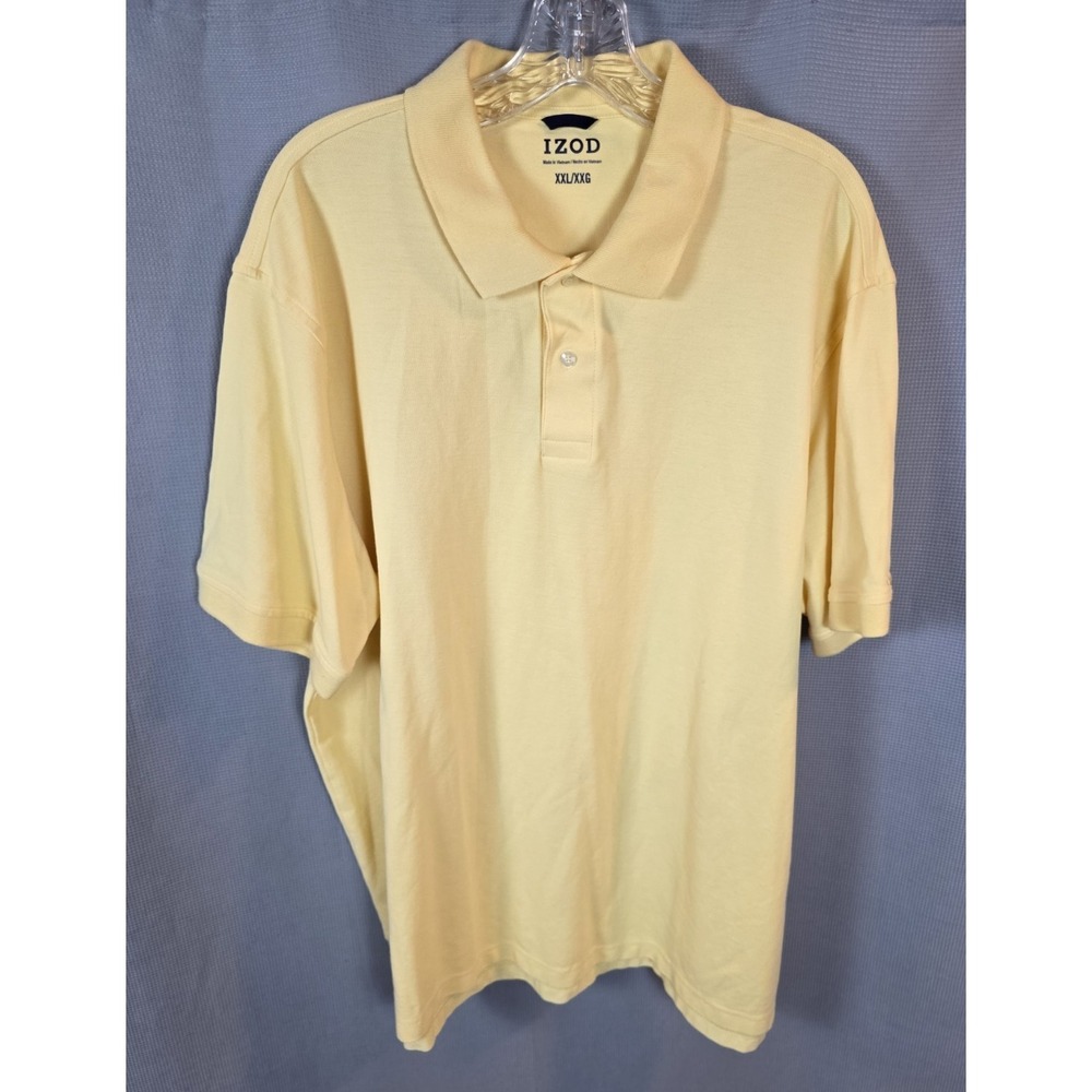 IZOD Men's 2XL XXL Polo Shirt Yellow Short Sleeve Pima Cotton Casual Golf